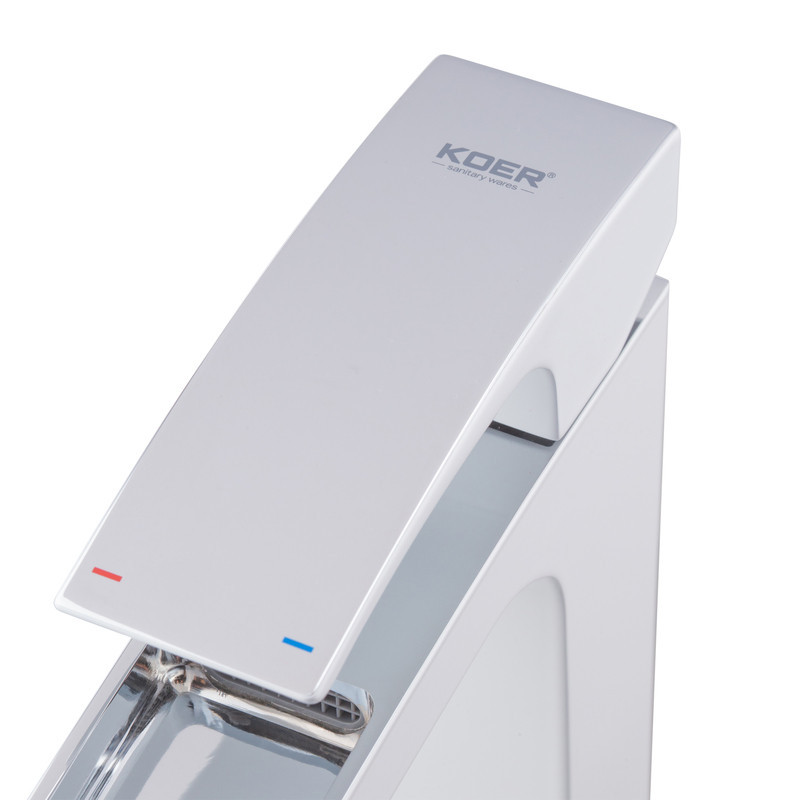 Високий водоспадний змішувач для умивальника Koer KB-15007-04 хром+білий (KR5156) Харків - фото 4