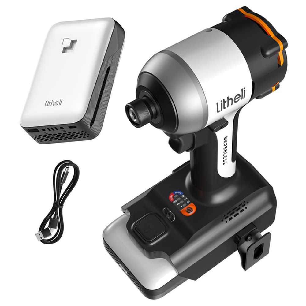 Акумуляторний ударний гвинтоверт Litheli безщітковий, живлення від павербанку (УМБ Litheli Power Bank 10000 mAh, 45 W, 2А в Київ - фото 1
