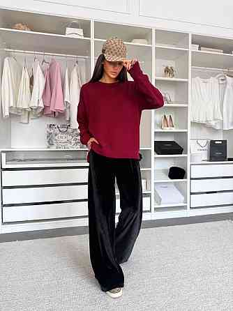 Жіночий базовий теплий повсякденний оверсайз светр 100% акрил Бургунді Одеса