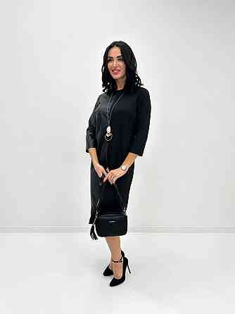 Платье миди с экокожей Martina 46-48, Черный Киев