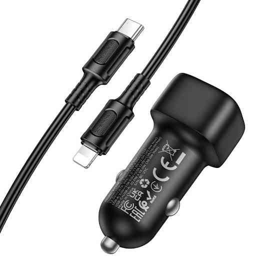 Автомобільний зарядний пристрій BOROFONE BZ34B Cloud PD38W(1C1A) car charger set(C to iP) Black Одеса