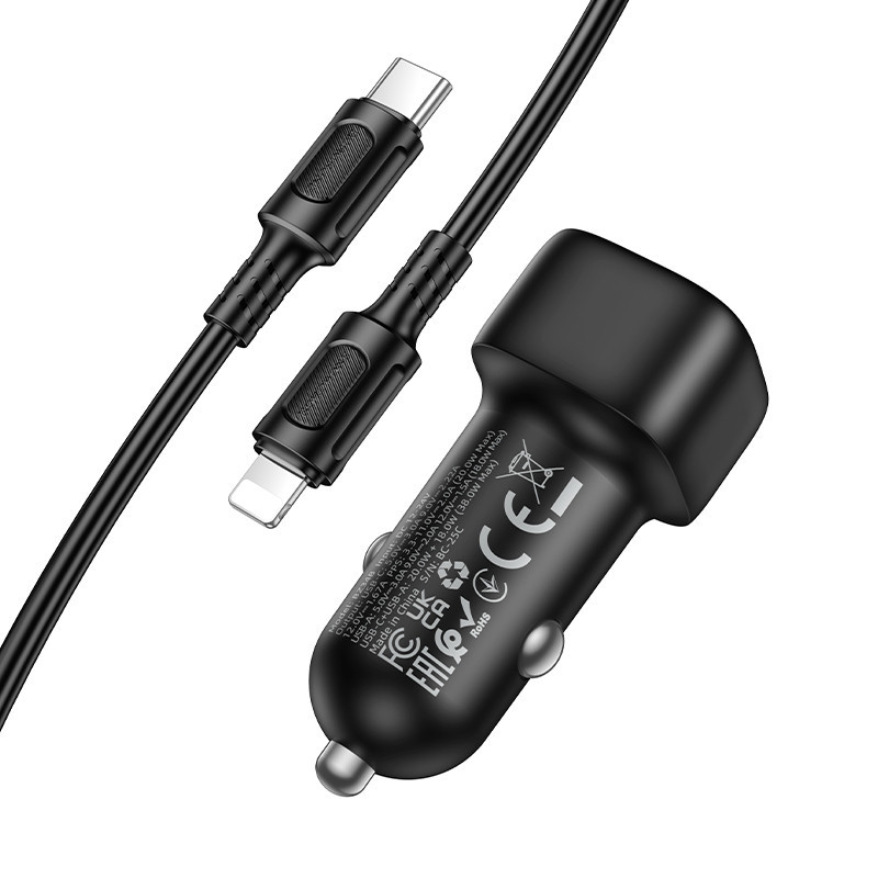 Автомобильное зарядное устройство BOROFONE BZ34B Cloud PD38W(1C1A) car charger set(C to iP) Black Одесса - изображение 4