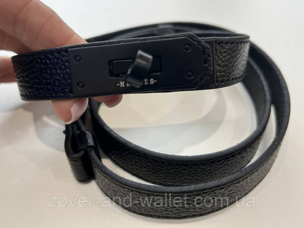 Модний жіночий ремінь чорного кольору з стильною пряжкою Kelly 20 мм Puos (шкіра) Київ - фото 2