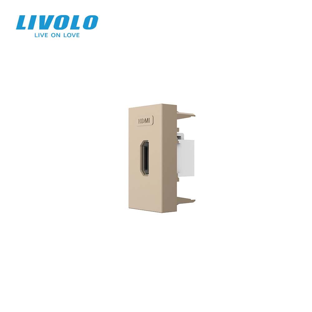 LIVOLO HDMI розетка LIVOLO 1.4, золота, модуль 0.5 поста, для телевізора / ПК (VL-FCHD-1AP) Коломия - фото 1
