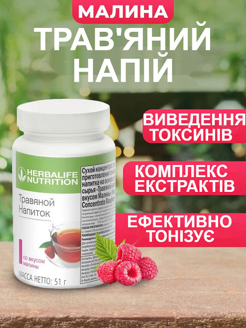 Малина Трав'яний концентрат 50гр Гербалайф Чай для підтримки тонусу впродовж дня , Концентрат для схуднення, енергетичний чай Дніпро - фото 1