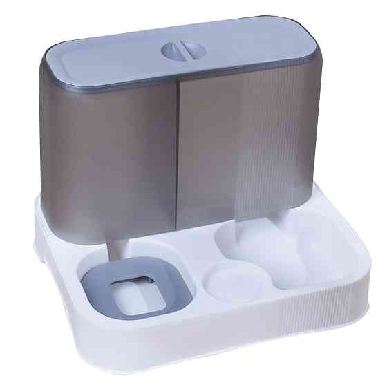 Миска для кошек собак с автоматической поилкой и кормом Taotaopets 193306 Gray + White Киев