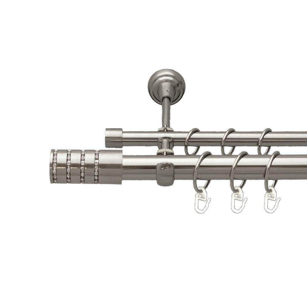 Карниз Orvit Барамелла металевий дворядний відкритий гладка труба кільце металеве Нержавіюча Сталь 25\16 мм 240 см (7075297) Львів - фото 1