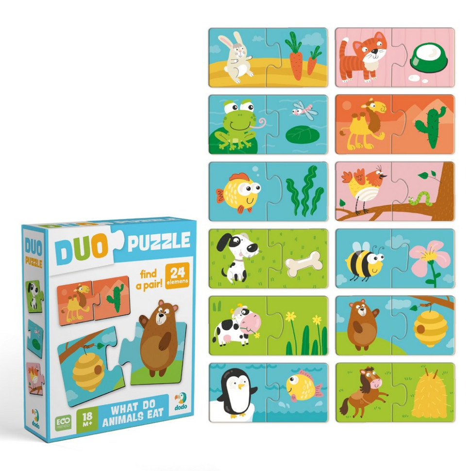 Дитячий пазл "ДУО-Хто що їсть" 300691, 24 елемента Вінниця - фото 1