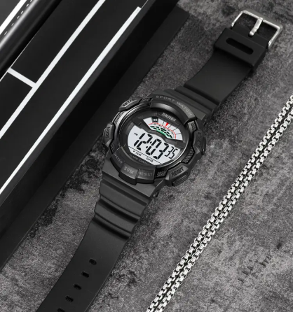 Чоловічий спортивний годинник Skmei 2153 (Чорний з білим циферблатом) Київ