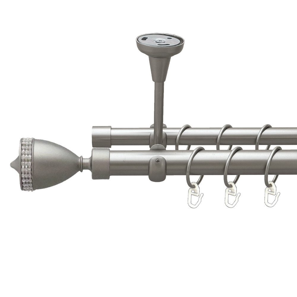 Карниз Orvit Етернія металевий дворядний відкритий до стелі гладка труба кільце металеве Сатин 25\19 мм 160 см (00-00024644) Львів - фото 1