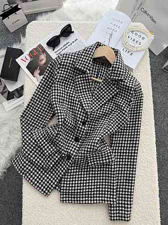 Жіночий стильний принтований костюм двійка: піджак і спідниця кашемір лапка Одеса