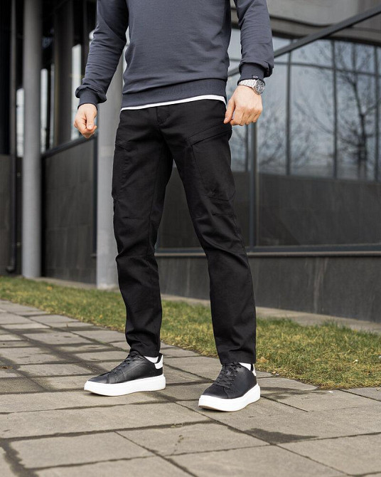 Штани карго чоловічі чорні базові котонові Pobedov Skystone Київ - фото 8