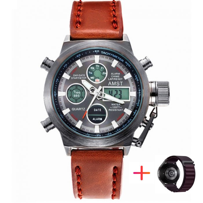 Годинник чоловічий водостійкий тактичні AMST Mountain Bordo (2 ремінці) Київ - фото 7