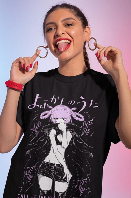 Футболка аниме Коу Йамори Назуна Нанакуса оверсайз (S/M/L) Черний AnimeJ0865 Днепр - изображение 4