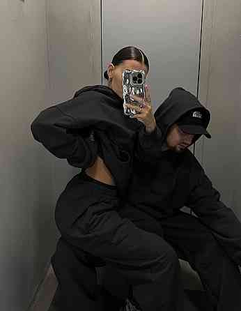 Женский стильный спортивный костюм трехнитка на флисе Черный, 42/44 Одесса