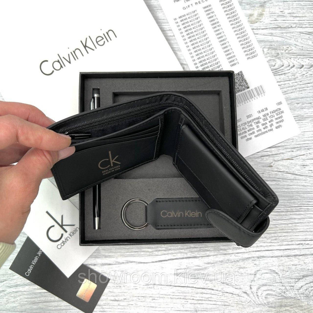 Подарунковий чоловічий шкіряний гаманець Calvin Klein — преміум'якість (8876-3) Київ - фото 9