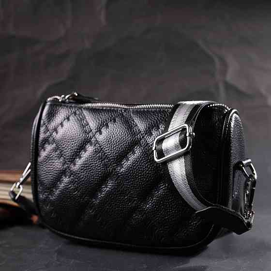 Шкіряна сумка напівкруглого формату на плече Vintage 22394 Чорна Київ