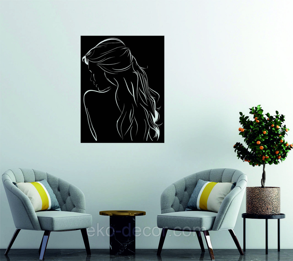 Декоративное настенное Панно «Девушка» Декор на стену 110*85 см, Черный Киев - изображение 4