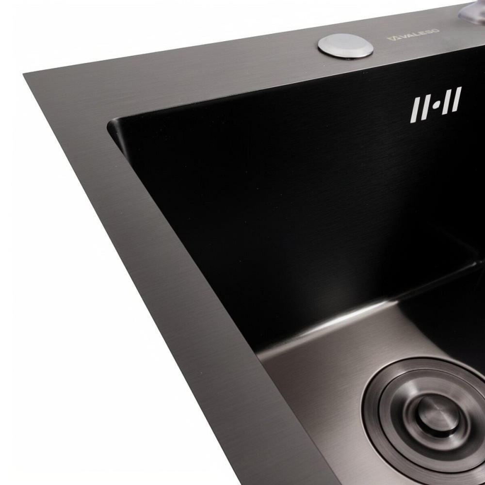 VALESO Кухонна мийка PVD чорна 40*50 VALESO Handmade (товщина 3,0/1,5) Київ - фото 6