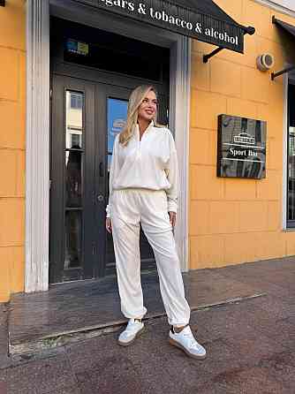 Жіночий прогулянковий теплий костюм: кофта та штани Джерсі Winter Молочний, 46/48 Одеса