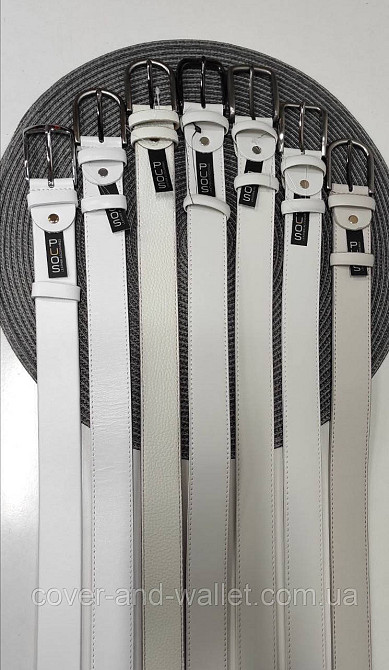 Широкий жіночий шкіряний ремінь білого кольору PS Leather 35 мм Київ - фото 5