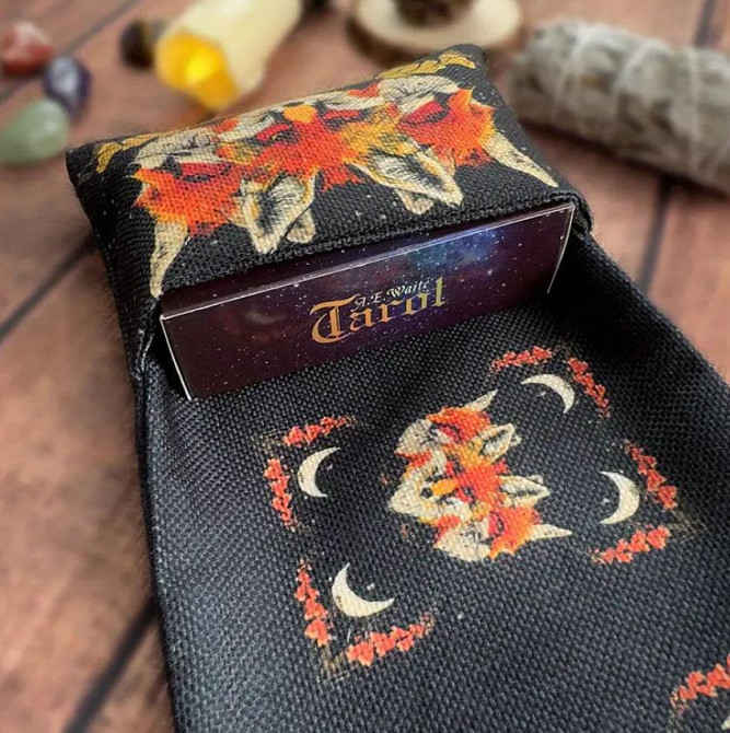 Сумка для хранения карт Таро 38×17 см с лисами и лунными символами — футляр для рун и карт Киев - изображение 5