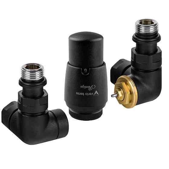 Комплект вентилів з термоголовкою Vario Term VISION 3-севий, правий, чорний структурний Київ