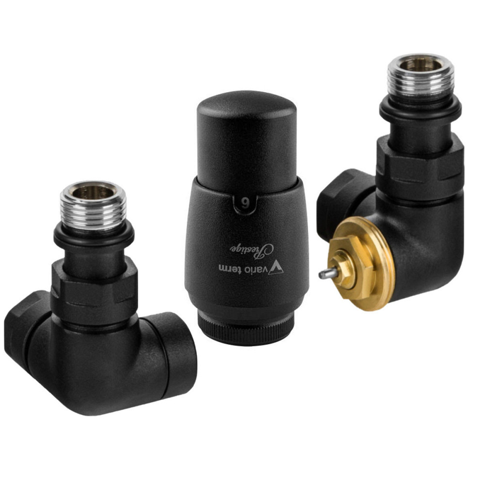 Комплект вентилей с термоголокой Vario Term VISION 3-х осевой, правый, черный структурный Киев - изображение 1