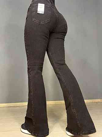 Джинсы женские Sherocco 7032 клеш от колена высокая посадка стрейчевые коричневые, чёрний з коричневим, 28, 28, 73 см, 98 см Киев