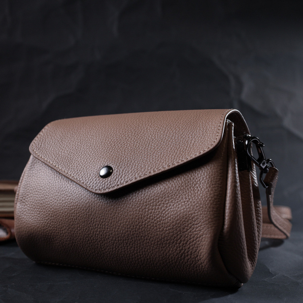 Компактна шкіряна сумка з трикутним клапаном Vintage 22256 Бежева Київ - фото 9