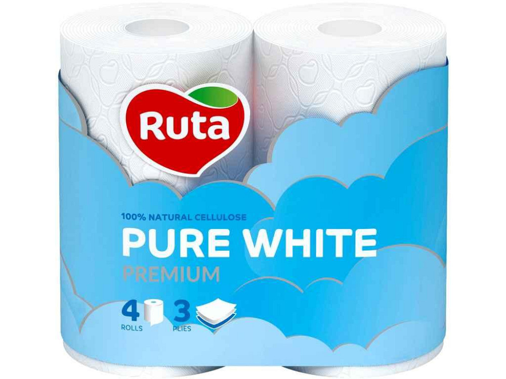 Туалетная бумага 4шт 2слой Pure White ТМ RUTA Solmir Киев - изображение 1