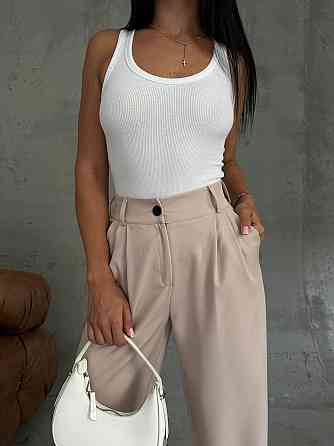 Жіночі базові штани палаццо костюмка Бежевий, 46/48 Одеса