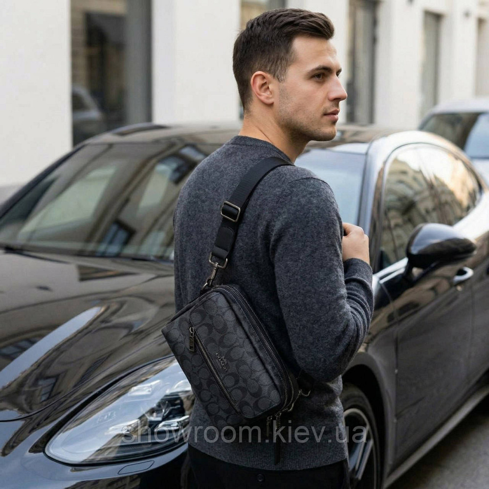 Чоловіча горизнтальна брендова сумка Coach (2514) Київ - фото 7