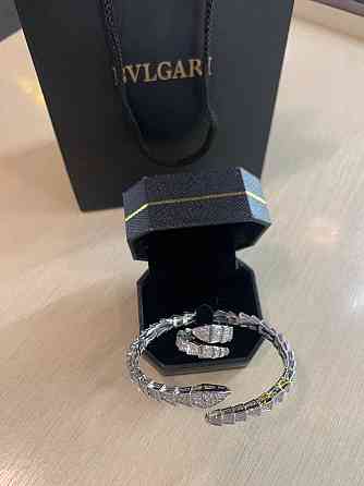 Комплект BVLGARI змія/ браслет і кільце/ циркони посріблення Одеса