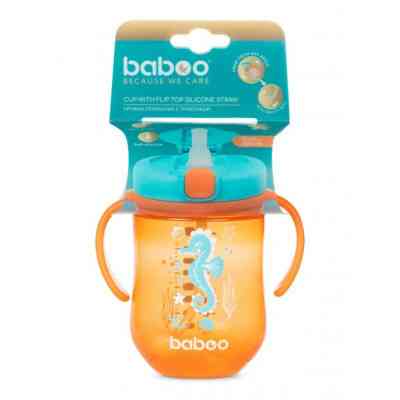Поильник-непроливайка Baboo с трубочкой Marine 300 мл Оранжевая (90601) Винница