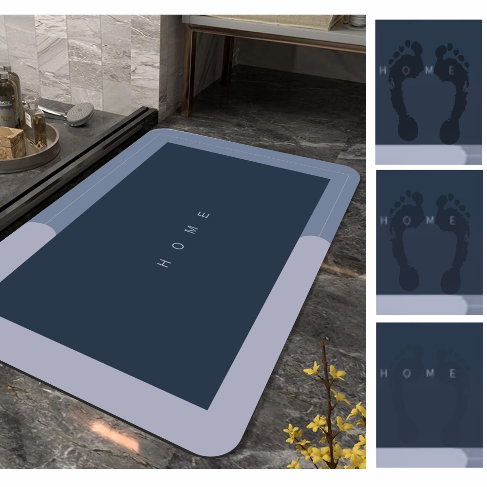 Диатомитовый коврик Aquarius Home для ванной Суперпоглощающий 50х80 см Графит Буча - изображение 4