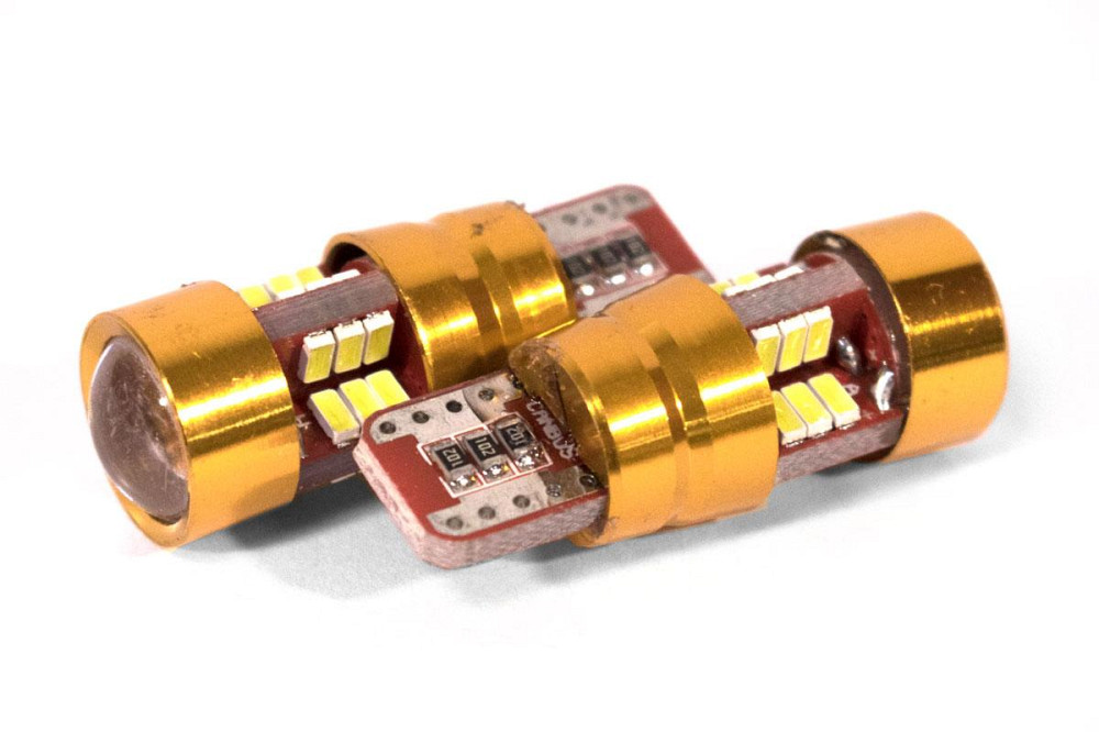 Світлодіодна лампа StarLight T10 27 (24+3лінза) діодів 3014 12 V 2 W WHITE/ мультиполярна/Canbus/друкована плата Харків - фото 1