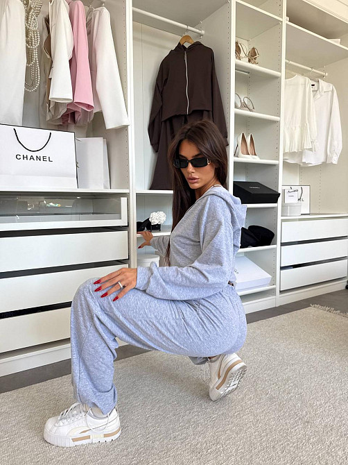 Женский прогулочный костюм двойка: зип худи и штаны двунитка Меланж, 42/44 Одесса - изображение 4