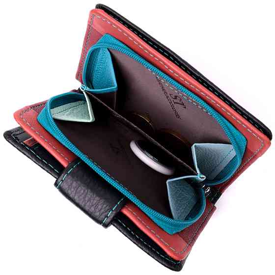 Вертикальний невеликий жіночий гаманець із натуральної шкіри Чорний (ST Leather) Київ