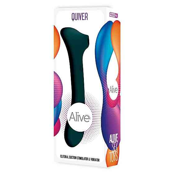 Вібратор та вакуумний кліторальний стимулятор 2-в-1 Alive Quiver Teal оновлена модель Sex Aura Київ