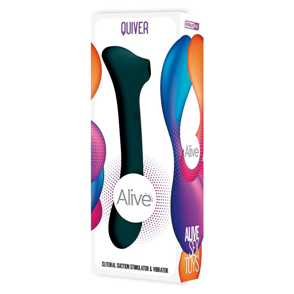 Вібратор та вакуумний кліторальний стимулятор 2-в-1 Alive Quiver Teal оновлена модель Sex Aura Київ - фото 5
