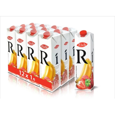 Сок Rich Бананово-клубничный нектар с мякотью 1 л (4820039352750) Винница - изображение 2