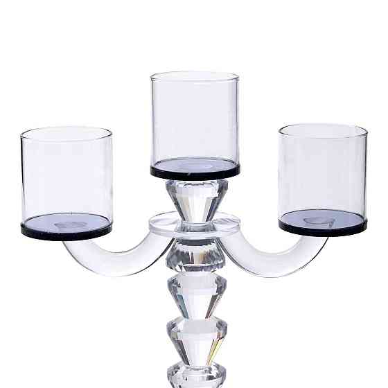 Чорний канделябр на 3 свічки з декоративного скла Київ