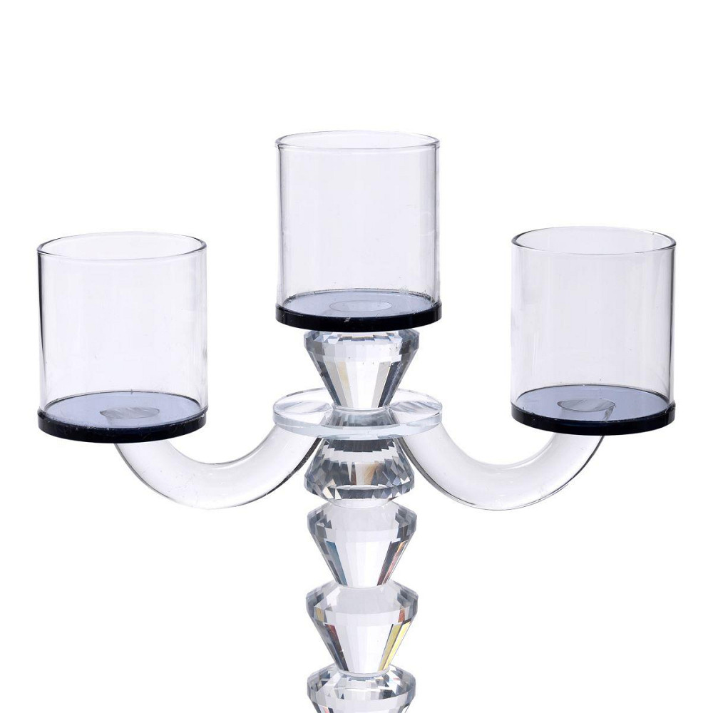 Чорний канделябр на 3 свічки з декоративного скла Київ - фото 4