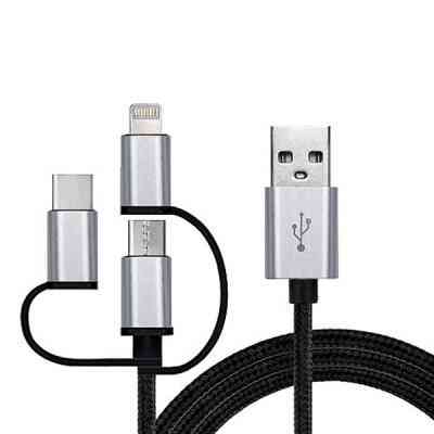 Дата кабель USB 2.0 AM to 3in1 1.0m Premium black REAL-EL (EL123500035) Винница