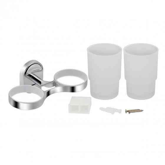 Стакан подвійний для зубних щіток Lidz (CRG) 114.04.02 белый/хром Київ