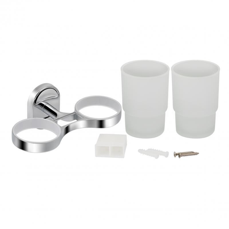 Стакан подвійний для зубних щіток Lidz (CRG) 114.04.02 белый/хром Київ - фото 4