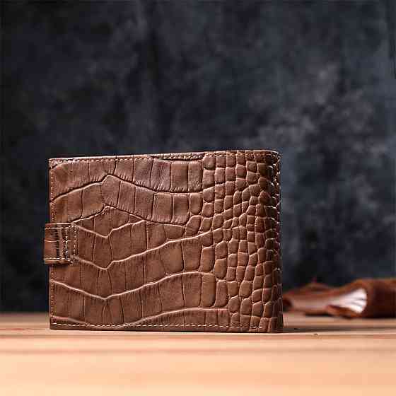 Вместительный мужской кошелек из натуральной кожи KARYA 22854 Коричневый Киев