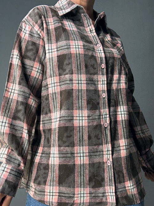 Сорочка жіноча YZY 7765 в клітинку оверсайз широка варена, коричневий, one size Київ - фото 8