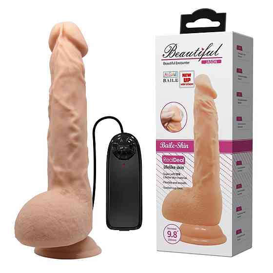 Фалоімітатор з мошонкою з вібро Baile Skin Bonny 9,8 Sex Aura Київ